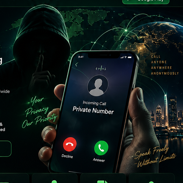 HAMS private calling concept showing an incoming call as Private Number